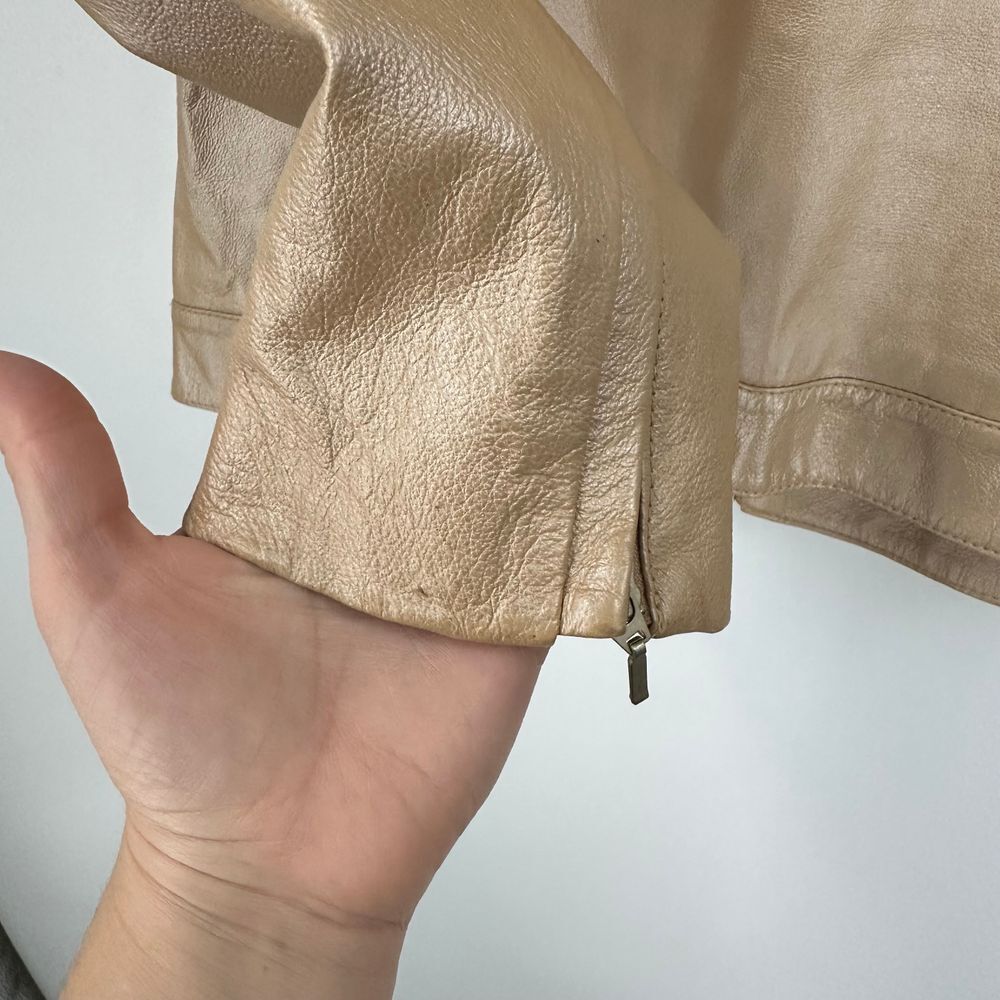 Dialogue New‎ Language Of Style Leather Jacket Champaign Gold Medium - Picture 9 of 12